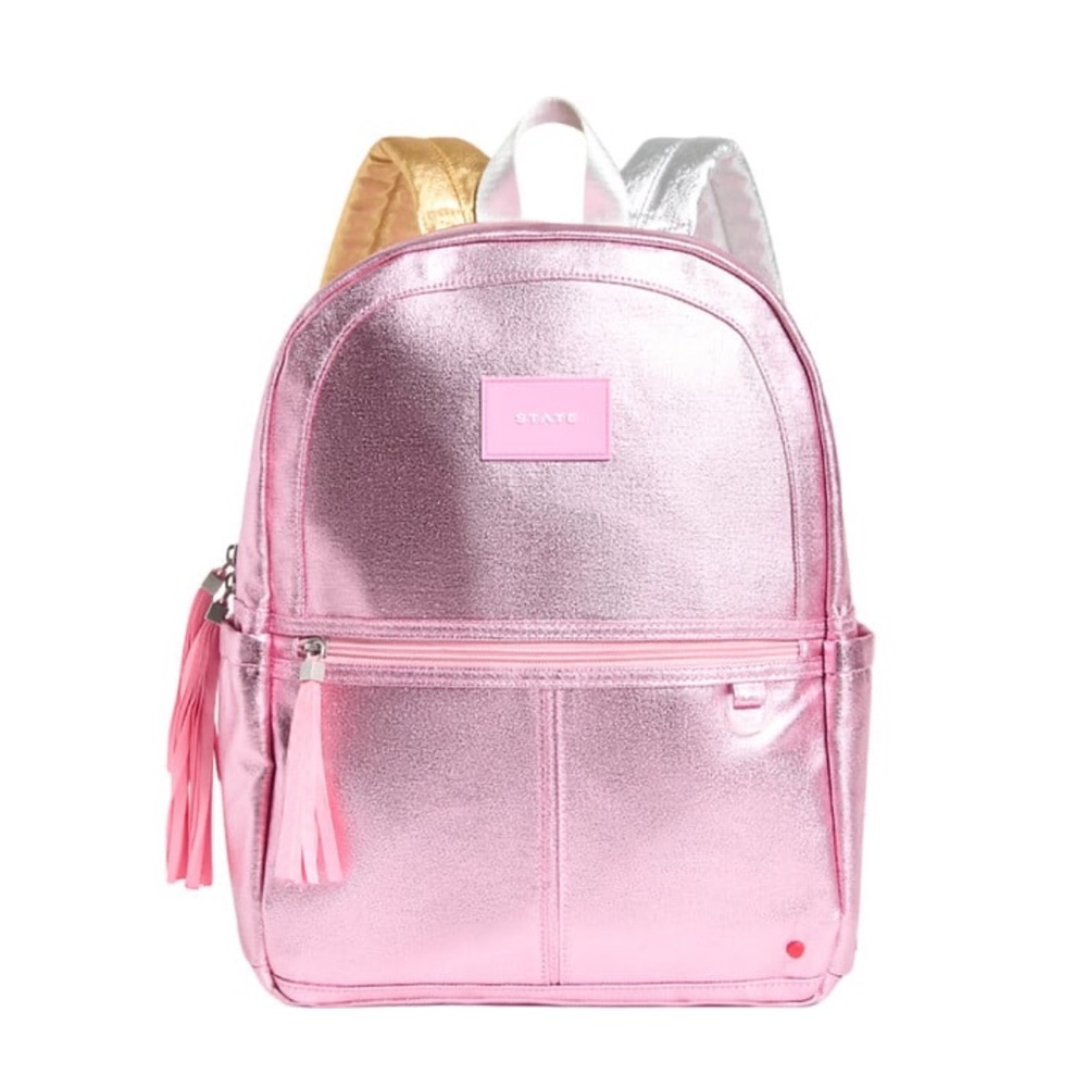 State Bags Kane Kids Double Pocket 16" Backpack -Pink Metallic